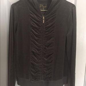 Velour Sweatpants with hooded zip-up